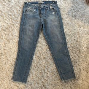 Hollister light wash crop jeans with frayed seam